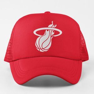 NEW Miami Heat Logo Foam Trucker Mesh Snapback Hat RED